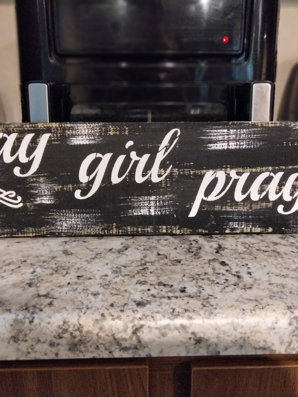 Handmade Wood Sign “Pray Girl Pray” Black/White Cross 24"X5.5"